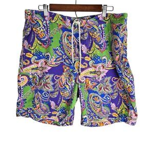 Polo Ralph Lauren Mens XL Paisley Print Swim Shorts Trunks Purple